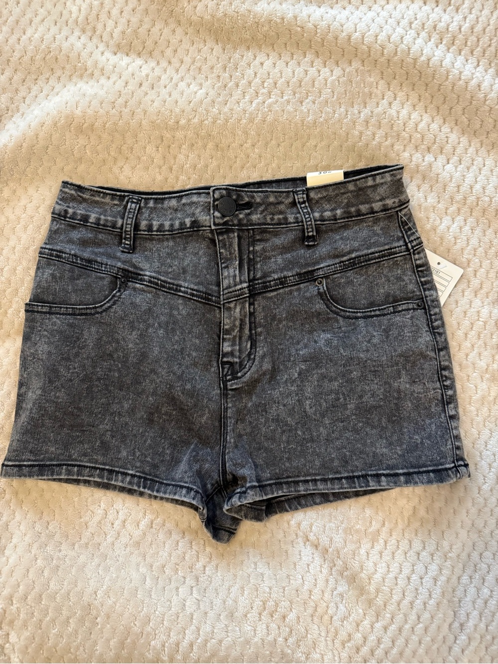 BDG Black Acid-Wash High-Rise Jean Shorts